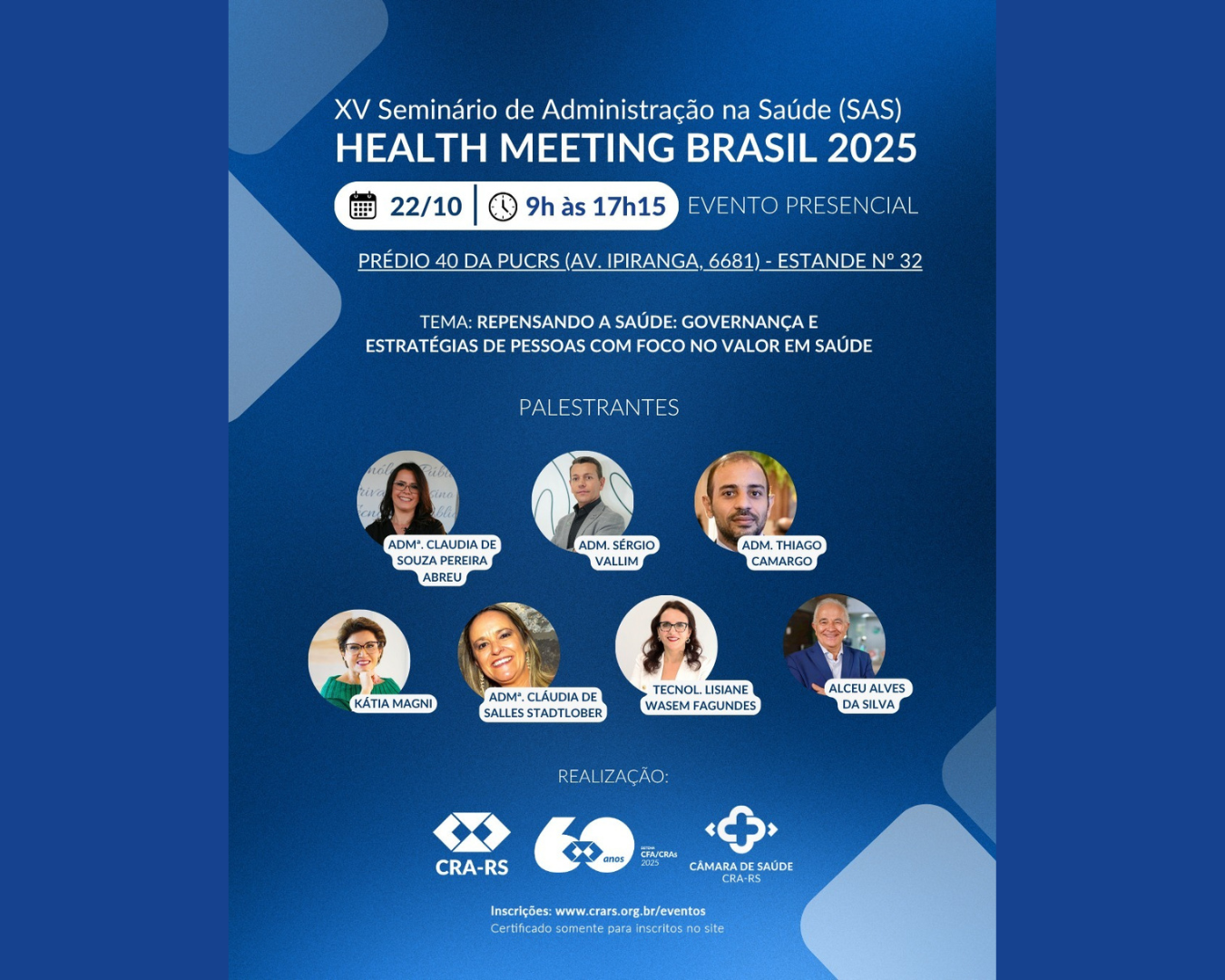 Programe-se: XV Seminário de Administração na Saúde (SAS)